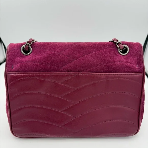 Chanel Fuchsia Suede Chain Shoulder Bag - Picture 3 of 11